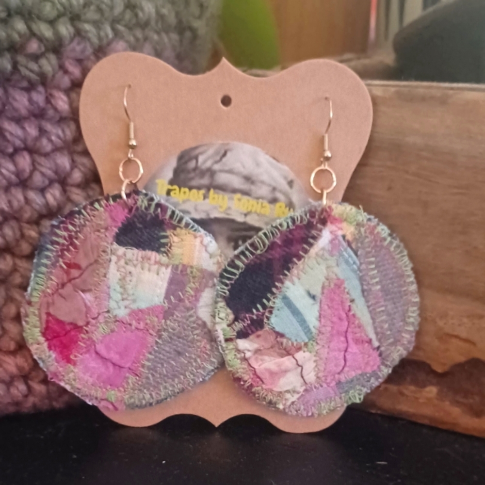 Handcrafted Patchwork Fabric Earrings